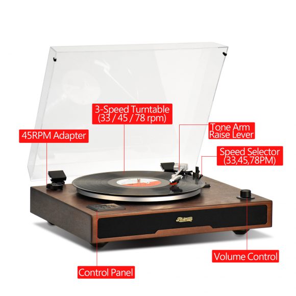 MC-272 Wooden Turntable with Bluetooth Receiver