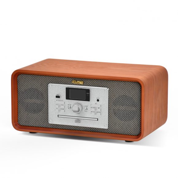 MC-276 Retro Wooden DAB/DAB+ Digital & FM Radio with Wireless Connection, CD Player, USB Play & Encoding (Light Brown)
